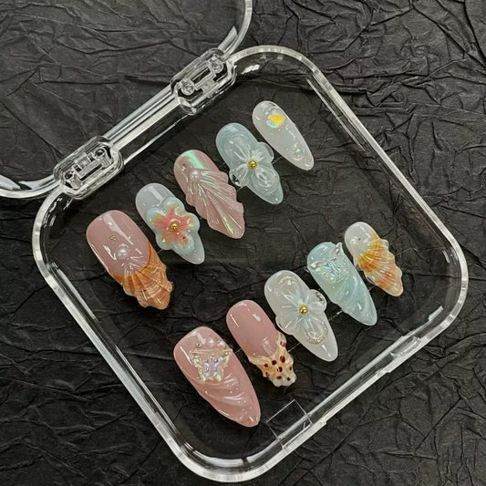 Beach Shell Almond-Shaped Press-On Nails