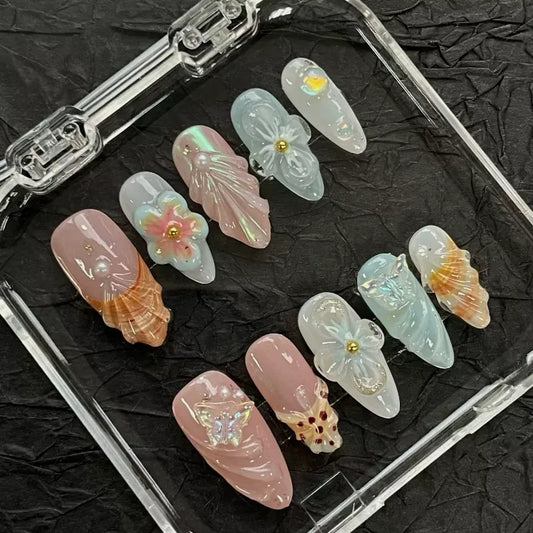 Beach Shell Almond-Shaped Press-On Nails