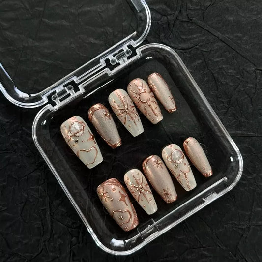 Primordial Cosmos Coffin Shaped Press-On Nails