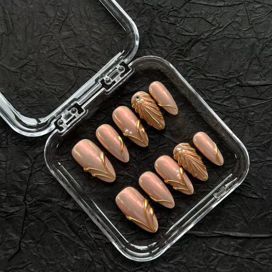 Golden Siren Almond-Shaped Press-On Nails