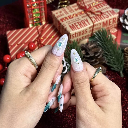 Christmas Glass Bauble Almond-Shaped Press-On Nails